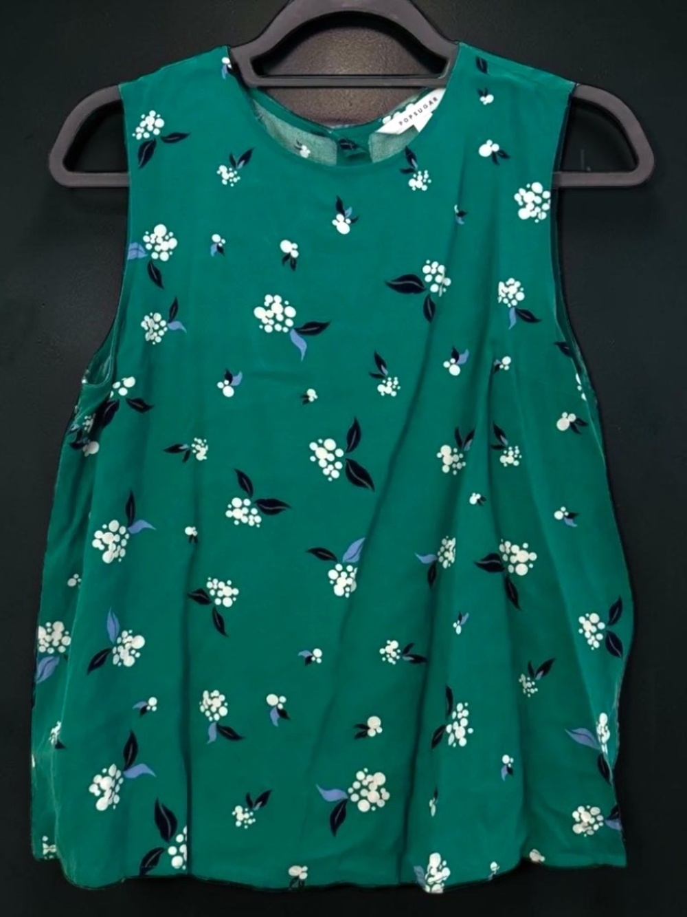 PopSugar Green Floral Sleeveless Top Large